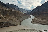 Ladakh - the confluence of the Zanskar river in the Indus valley 